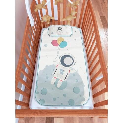 Summer New Double-sided Thickening Baby Ice Silk Mat Folding Baby Mat Set For Kindergarten Childrens Bed Mat Nap Mat With Pillow