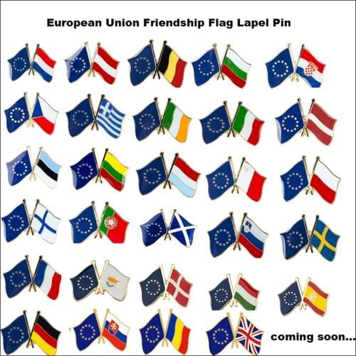 European Friendship Flag Metal Pin Badges Decorative Brooch Pins for Clothes