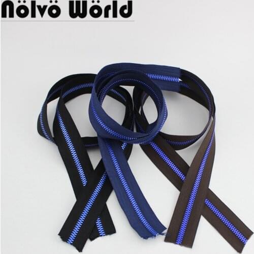 10 yards IP Blue Lacquer,5# Metal Zip Tape Blue/Coffee/Black,Custom manufactured 5# Metallic Zip slider,Bright Blue Color