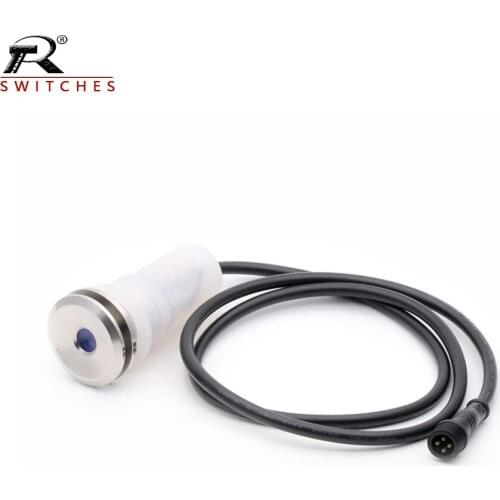 22MM Metal Kick Switch Smart toilet flush button Center point LED blue light 5V Waterproof automatic self-resetting