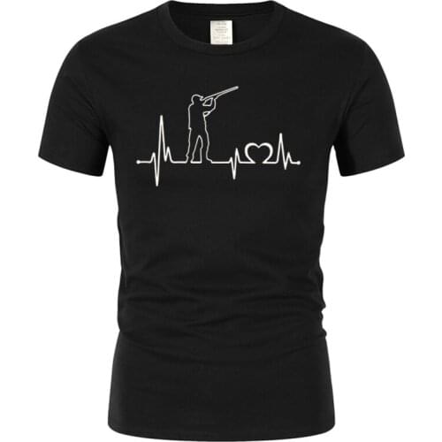 Hunting Heartbeat vintage style graphic Men t-shirt Summer Fashion Cotton Short sleeve Round neck T-shirts boyfriend gift Tops