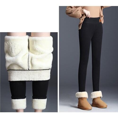 New Women High Waist Warm Thicken Winter Lamb Wool Trousers Stretch Skinny Pants Base Tight Leggings