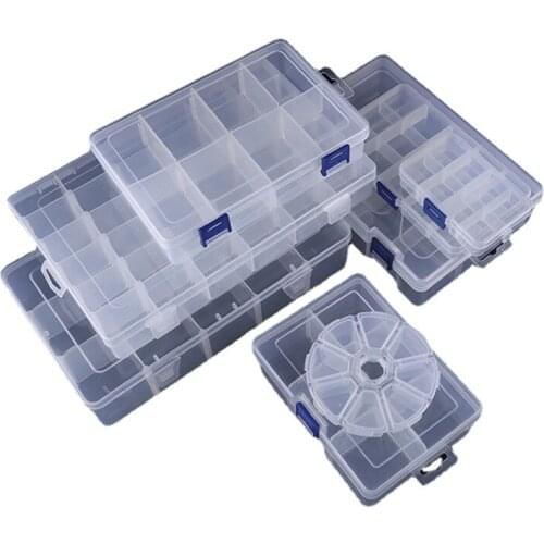 Plastic Storage Box for Jewelry Earring Bead Screw Adjustable 6-36 Grids Transparent Holder Case Display Organizer Container