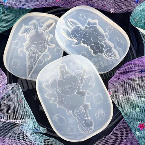 DIY Fully Transparent Cute Little Cosby Rabbit Crystal Epoxy Resin Mold Ice Cream Kawaii Silicone Mould