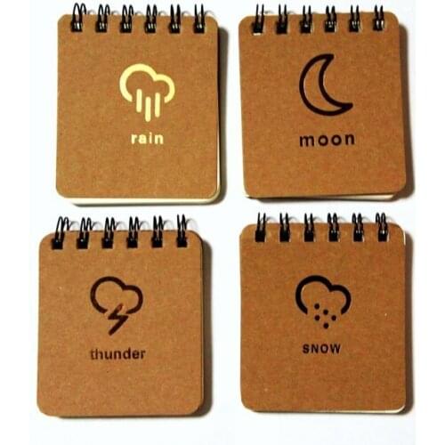 Weather Forecast Mini Notebook, Notepad, Pocket 4x3 inch, Brown Kraft Cover
