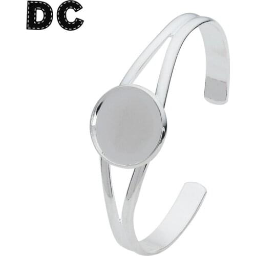 1PC Blank Bracelets Bangles Settings 25mm Cabochon Base Bezel Trays Glass Cabochon Cameo DIY Bracelet Findings 4 Colors