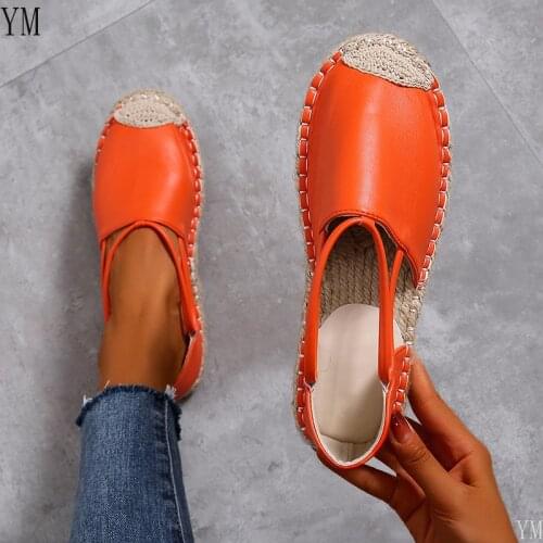 2021 Summer Sandals for Women Hemp Rope Bottom Womens Shoes Espadrilles Flat Heels Slip on Canvas Fisherman Gladiator