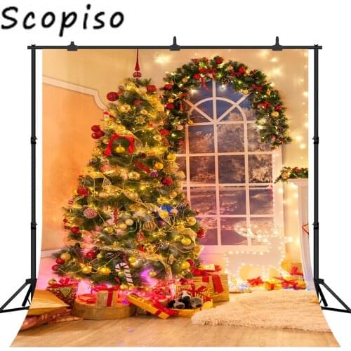 Scopiso Christmas Tree Interior light Photography Background Xmas new year Customized Photographic Backdrop for Photo Studio