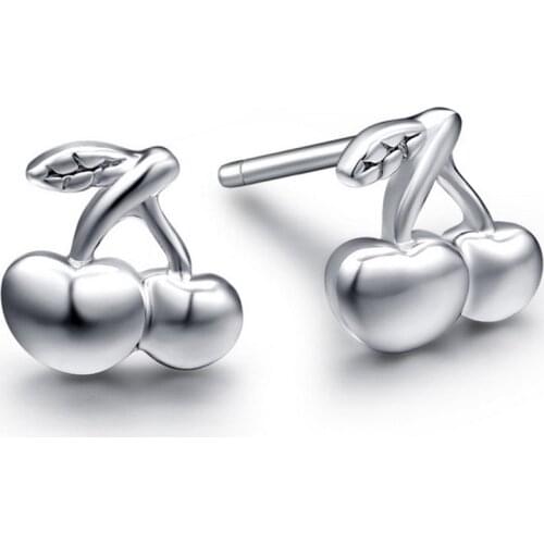 925 Sterling Silver Cherry Stud Earrings For Women Casual Style Girl Earings Personality