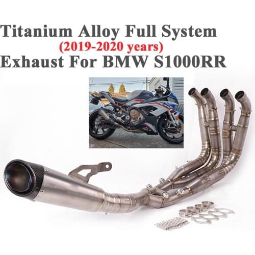 Titanium Alloy Motorcycle Exhaust Escape Full System For BMW S1000RR 2020 2019 Front Mid Link Pipe Carbon Fiber Muffler Slip On
