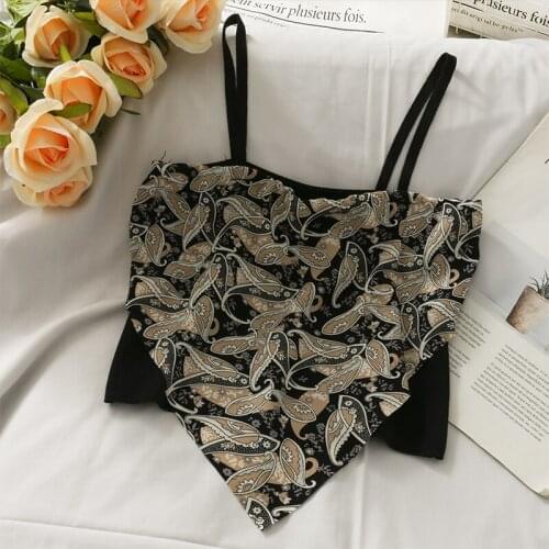 Women Crop Tops Vintage Crop Tops Tank Tops Floral Printed Sexy Crop Tops Camis Straps Chic Underwear Tops For Women y2k tops