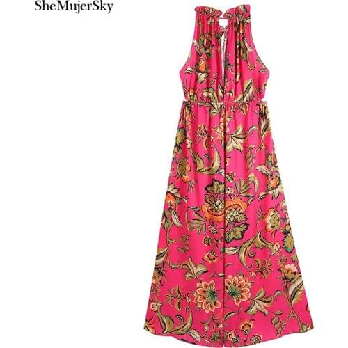 SheMujerSky Women Sleeveless Floral Print Jumpsuits Summer Loose Drawstring Bandage Womens Jumpsuit 2021 Overalls