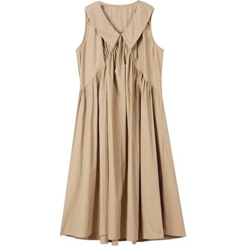 2020 Summer Autumn Women Peter pan Collar A-Line Dress Elegant Tank Sleeveless Party Dress Vestidos Plus Size M-6XL 7XL