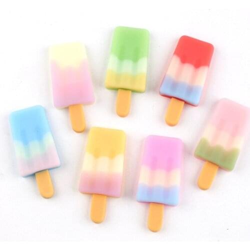 10pcs 38MM 53MM Resin ice cream Popsicle charms fake food jewelry making accessories DIY key chain pendants handmade craft