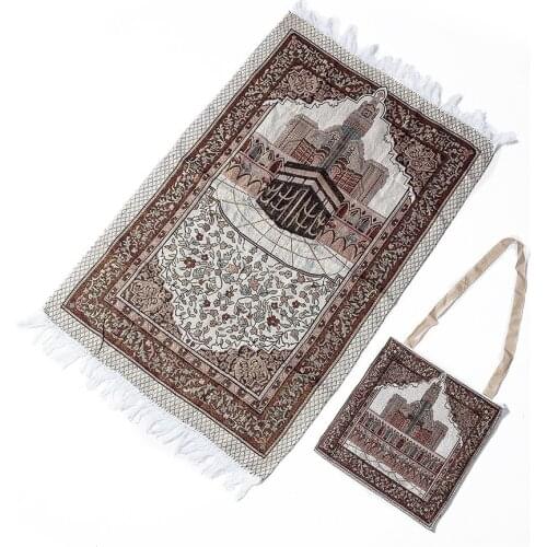 110x70cm Prayer Rug with bag Soft Blanket Home Christmas Gift Islamic Muslim Mat Tassel Tapestry Decoration Carpet Bedroom