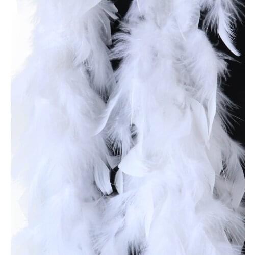 2 Yards Fluffy White Feather Boa Turkey Marabou Feathers Wedding Christmas Decoration Shawl/Scarf for Crafts Plumes 38-40g