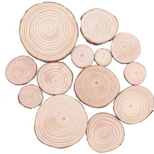 3-12cm Thick 1 Pack Natural Pine Round Unfinished Wood Slices Circles With Tree Bark Log Discs DIY Crafts Wedding Party Painting