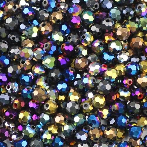 YHBZRET 50pcs Football Shape Austrian crystal 6mm plated color Round ball Loose beads Jewelry making bracelet accessories DIY