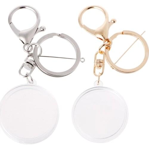 Acrylic Coin Holder Capsule With Pad Ring For 30mm 27mm Keyring Alloy Keychain