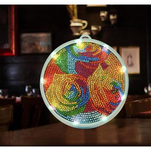 Color Rose Diamond Painting 5D DIY Lamp Pattern Full Drill Diamond Painting Light Lamp Rhinestone Embroidery Special Shape Drill