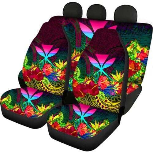 HUGSIDEA Automobile Front and Back Seat Protection Anti Scraping Seat Cover Hawaii Style Flower Universal Sedan Cushion Case