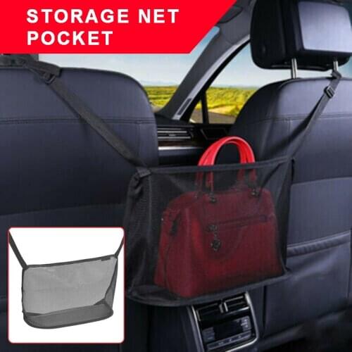 Car Pocket Handbag Holder Can Store Documents Cellphones Water Bottle Universal Between Two Seat Storage Mesh