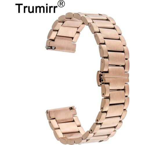 16mm 20mm 22mm Quick Release Watch Band for Armani Stainless Steel Strap Butterfly Buckle Bracelet Black Rose Gold Silver