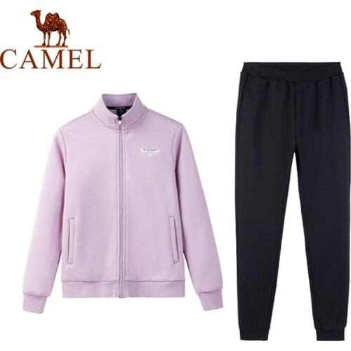 CAMEL Official Original Women Men Sportwear Unisex Outdoor Running Suits Coats Pants Womens Sports Suits Mens Sport Clothes