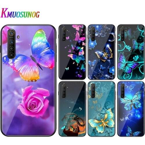 For OPPO A5 A9 2020 F7 Phone Cover Shell Beautiful butterfly for OPPO Reno 2 Z 2Z 2F 3 4 Pro 5G Bright Black Phone Case