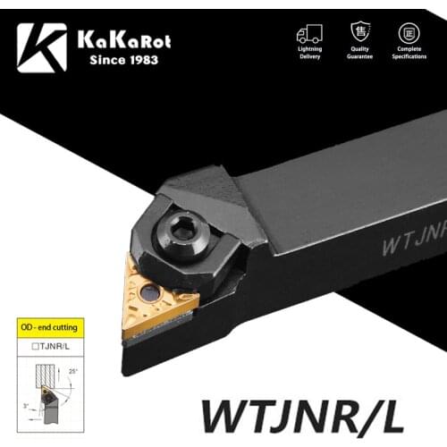 KaKarot External Turning Tool Holder WTJNR1616H16 WTJNR2020K16 WTJNR2525M16 TNMG1604 Carbide Inserts Lathe Cutting Tools Bar