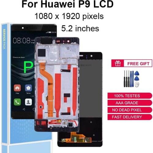 For Huawei P9 LCD Display Touch Screen Digitizer Assembly EVA-L09 L19 L29 Replacement Parts VA-TL00 AL00 DL00 With Frame