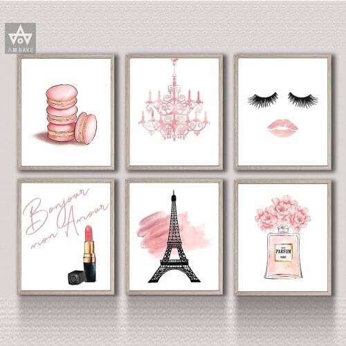 French Perfume Makeup Posters and Prints Beauty Lashes Quote Wall Art Print Eyelash Lipstick Pictures Bedroom Home Wall Decor