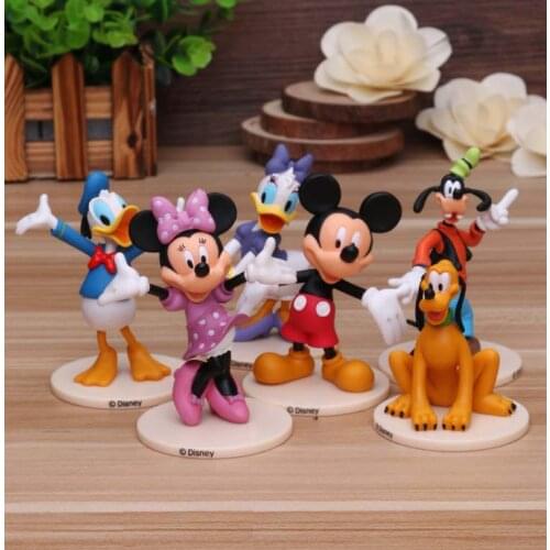 Disney Toys 6pcs/Set 7-9cm Mickey Minnie Mouse Donald Duck Pluto Goofy Pvc Action Figure Model Doll Toys Baby Toy Christmas Gift