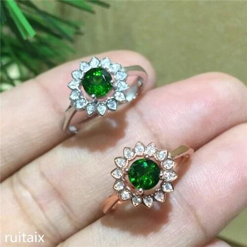 KJJEAXCMY fine jewelry 925 Pure silver natural transparent stone female style ring inlay jewelry colored gemstone small wild flo