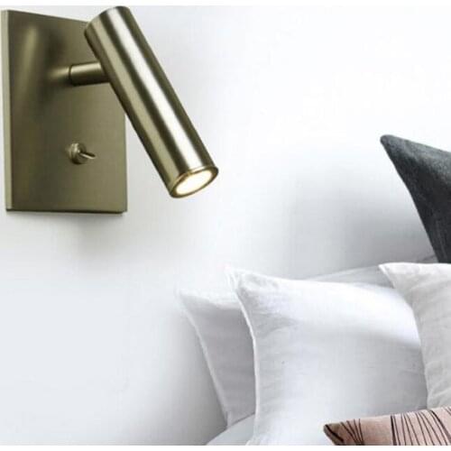 Indoor 3W LED CREE Reading Light Wall Fixture Bedside Lamp ON/OFF Switch Bedroom 4000k