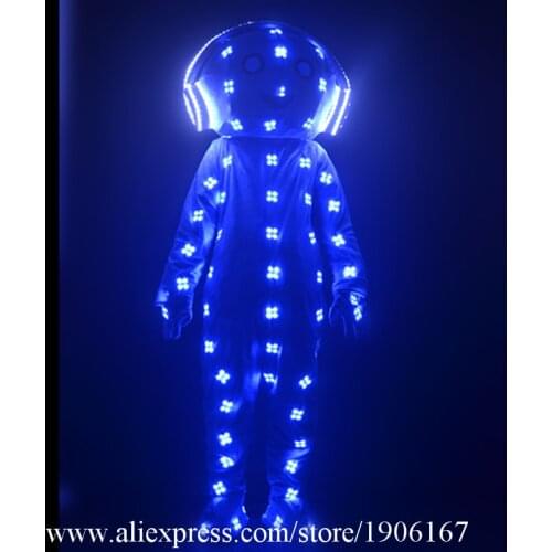 Colorful LED Luminous Ballroom Dance Costumes RGB Led Light Up Big Head Doll Clothes Catwalk Party Performance Flashing L Suit