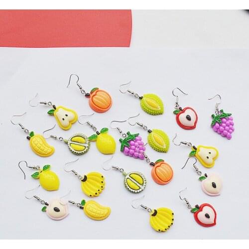 Korean Harajuku Creative Funny Emulational Fruits Eardrop Sweet Cute Temperamental Grape Mango Simple Student Earrings Gifts