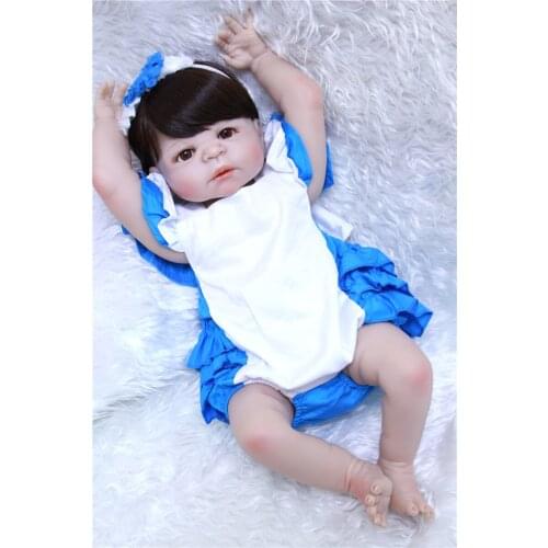 NPK brand doll reborn 22" bebe girl reborn full body silicone reborn babies for children toy gift real alive bonecas high qualit