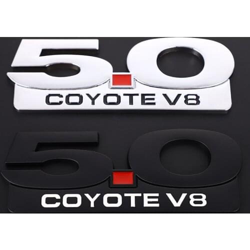 3D Metal 5.0 Logo Emblem Badge Decals Car Sticker Trim Front Hood Grille Rear Trunk For Ford Coyote V8 TWIN Turbo Mustang