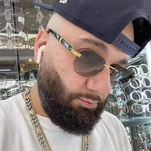 2021 Fashion Rimless Style Cool Marble Grains Men Womens Sunglasses Vintage Classic Luxury Brand Design Womens Sunglasses Shad