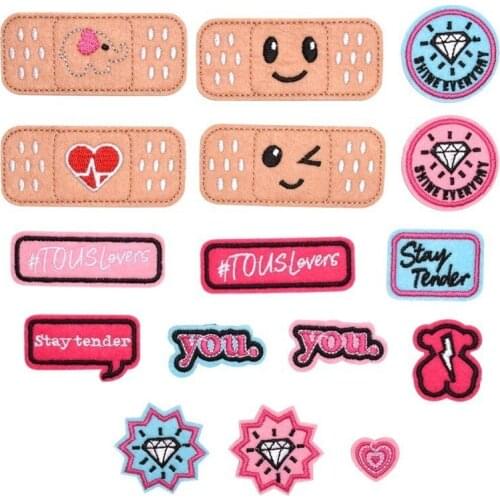 Cartoon Band-aid DIY Badge Patches Clothing Cute Patch Fabric Sewing Diamond Embroidered Applique Jacket Jeans Clothing Badges