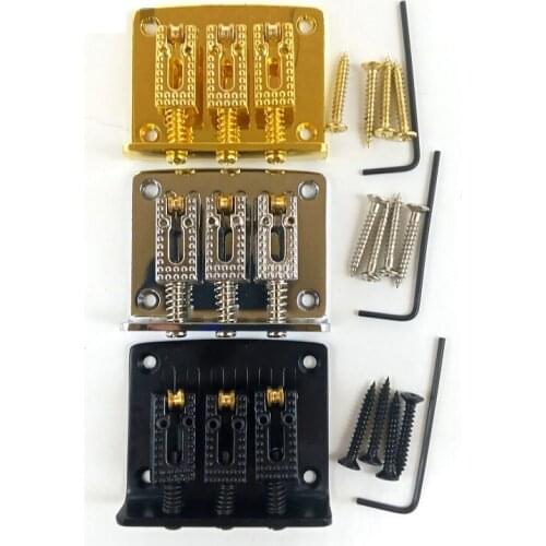A Set 3-String Hard-tail Bridge for Box Guitars Electric Ukulele More Chrome Black Gold for choose guitar accessories