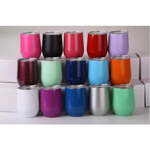 Wholesale 50pcs/lot 12oz Wine Tumbler Stainless Steel Wine Glass Egg Cup 2 layers Vacuum Insulated Beer Mug Wedding Party Gifts