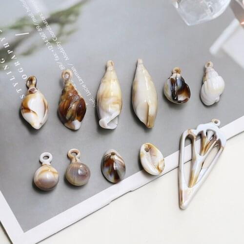 Wholesale 60pcs/lot color print cartoon ocean shells shape resin beads diy jewelry earring/garment pendant accessory
