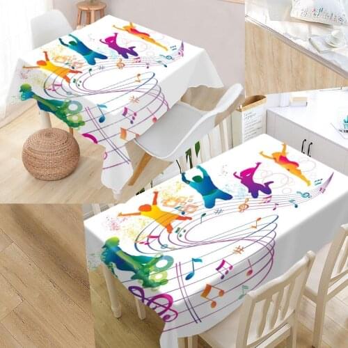 Notes Music Custom Table Cloth Oxford Fabric Rectangular Waterproof Oilproof Table Cover Family Party Tablecloth