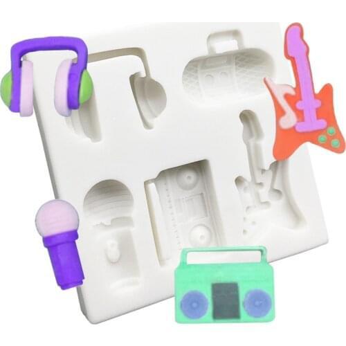 Radio Microphone Guitar Earplugs Silicone Mold Sugarcraft Chocolate Baking Mold Fondant Cake Decorating Tools