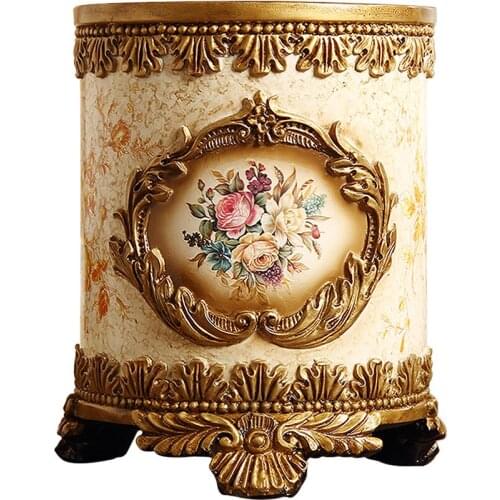 Retro Resin Decoration Household Garbage Can European Dustbin Trash Can Without Cover Recycle Garbage Container Indoor Waste Bin