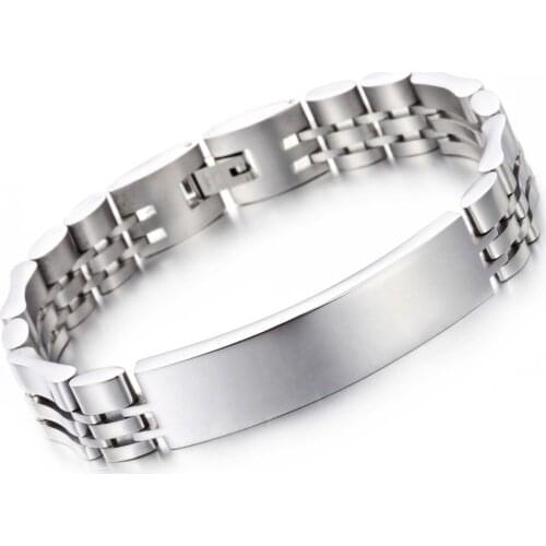 12mm Xmas Gift New Arrive 316L Stainless Steel Smooth Silver Color ID Chain Bracele Bangle Mens Wristband Unisexs Jewelry8.26"