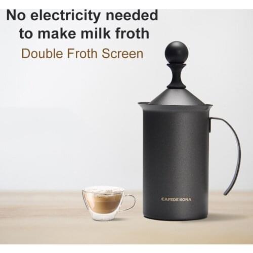 CAFEDEKON Manual Milk Frother 200CC / 300CC double froth screen creamy frothed milk for cappuccinos flat whites easily at home