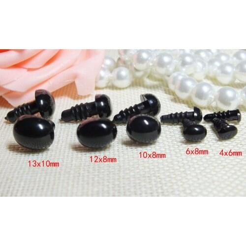 Mix size black color Oval Safety Eyes / Plastic Eyes/toy nose with washer